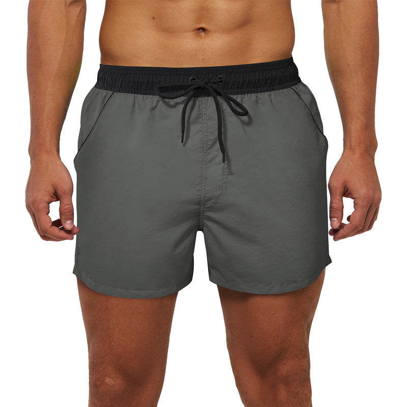 Men's Beach Pants European And American Boardshort Back Pocket Zipper Solid Color 3-point Pants Quick-drying Waterproof Linin