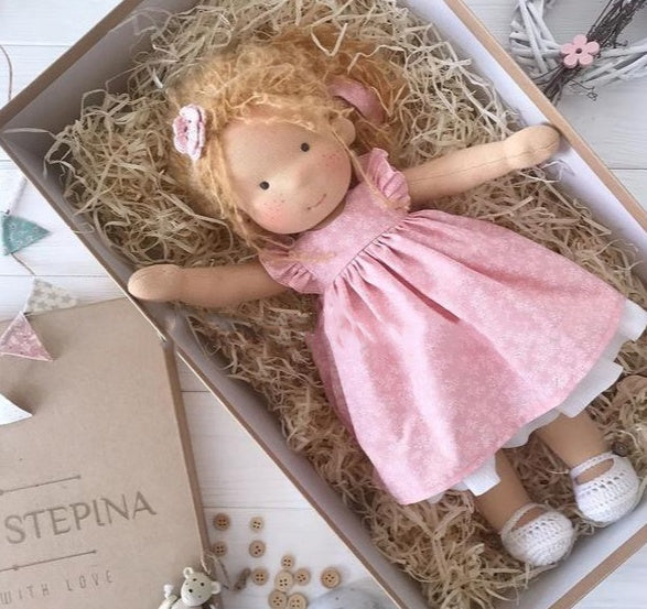 Handmade Plush Doll Golden Curly Girl Finished Product ceedb139 7a33 4103 a302 5fc23c42b64b