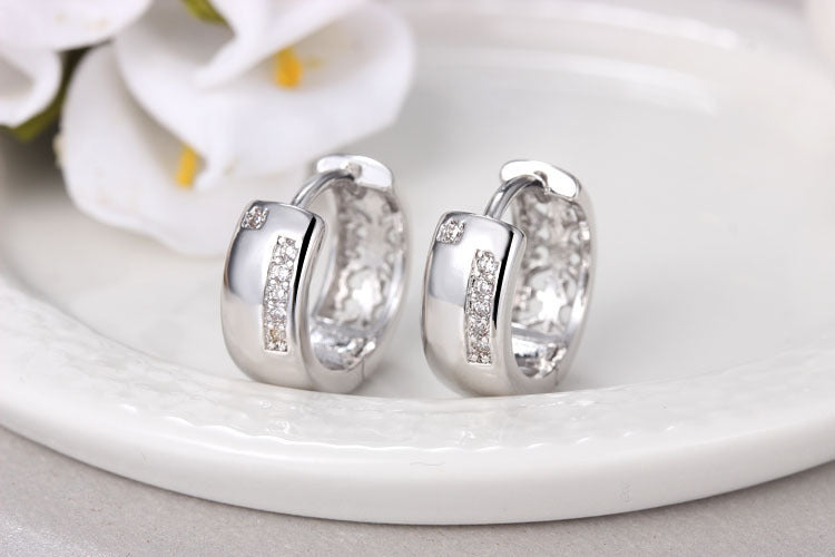 Korean Style New Diamond Studded Glossy U Shaped Fashion Ear Buckle Ins Cold Style Simple All Match Sweet Small Ear Ring Ear