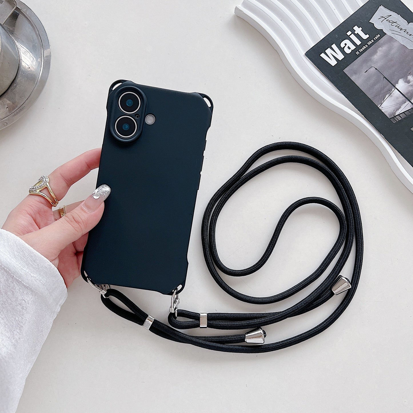 Four-corner Cross Lanyard Liquid Silicone Phone Case Soft Case - 图片 5