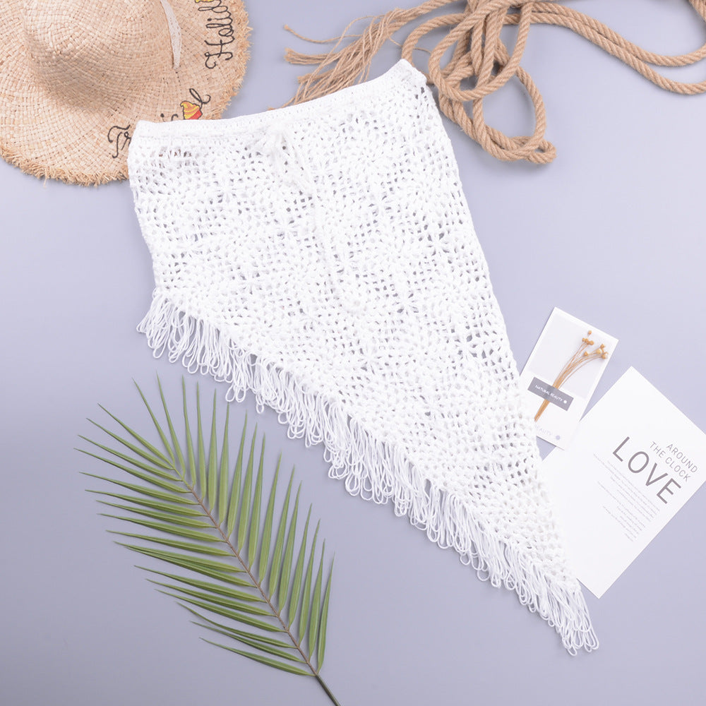 European And American Women's See Through Hollow Knitted Skirt With Slanted Fringe Beach d0e99a01 b756 4ed9 9bd8 5ae6cfdfe21b