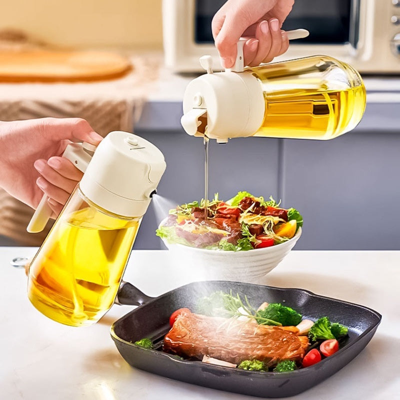 470ML Olive Oil Sprayer Dispenser For Cooking BBQ 2 In 1 Glass Oil Vinegar Soy Sauce Spray Kitchen Oil Bottle For Air Fryer - HD Wireless Product #2