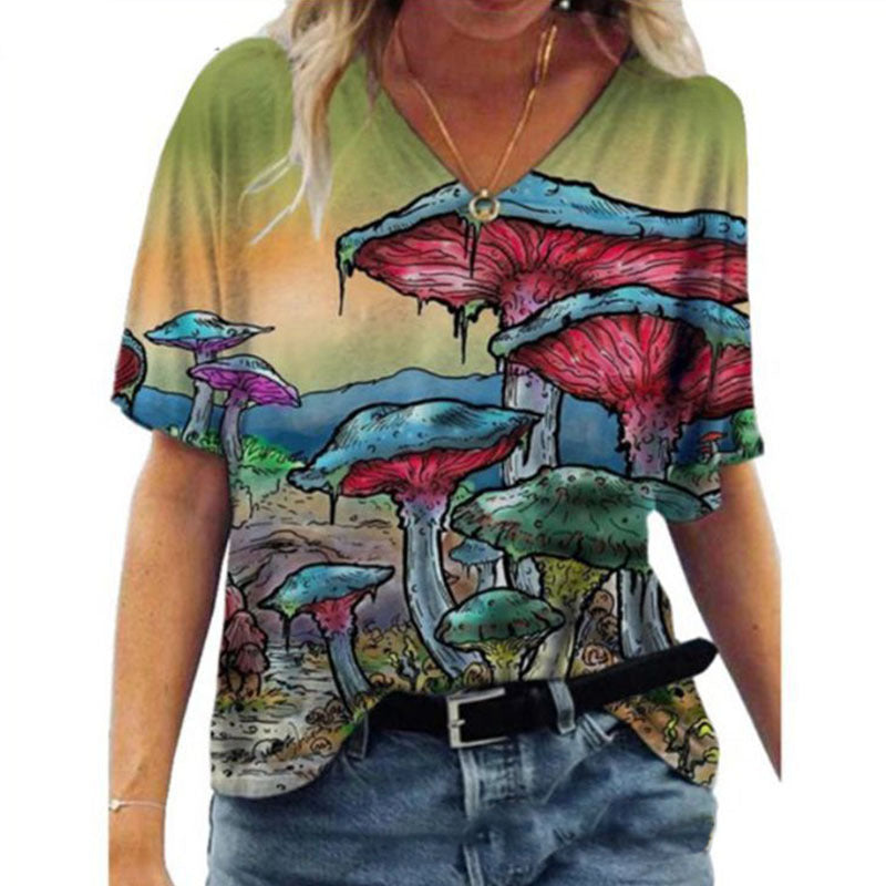 Oversized Loose V-neck Printed Short-sleeved T-shirt d17ca692 bb3d 44bc abd7 bdb16555e464