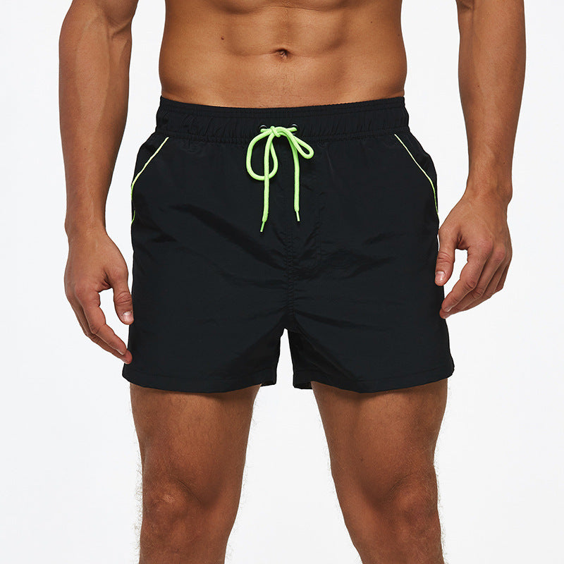 Men's Beach Pants European And American Boardshort Back Pocket Zipper Solid Color 3-point Pants Quick-drying Waterproof Linin