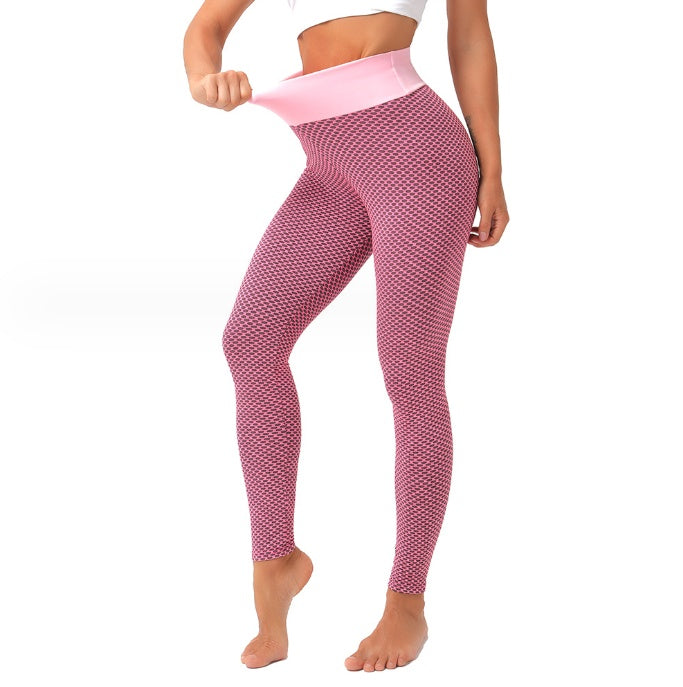 Birds-eye Honeycomb Lattice Bottoming Sweatpants Fitness Peach Hip Trousers d27e31c2 f723 475a bb5e 54bf7c7bfa51