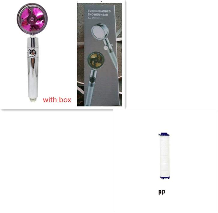 Shower Head Water Saving Flow 360 Degrees Rotating With Small Fan ABS Rain High Pressure Spray Nozzle Bathroom Accessories d2