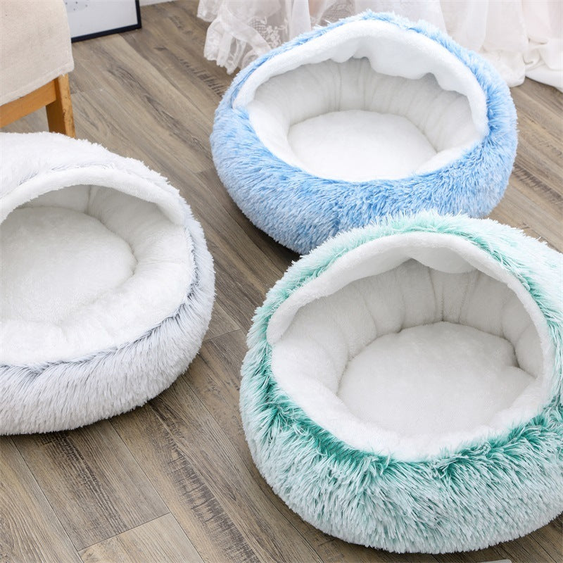Deep Sleep Half-pack Semi-enclosed Dual-use Plush Round Pet Bed d39993d8 3dc1 4daf be77 707a62fd6ca4