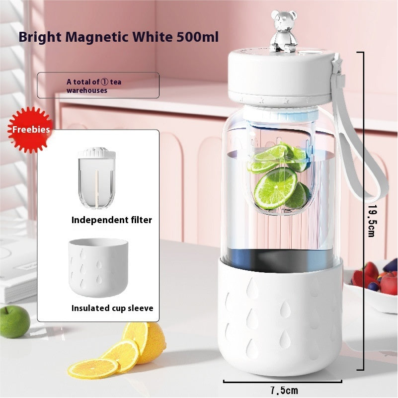 Tea Water Separation Magnetic Glass Water Cup Sealed Without Leakage Glass Tea Water Cup Infuser Tumbler Drinkware Water Bott
