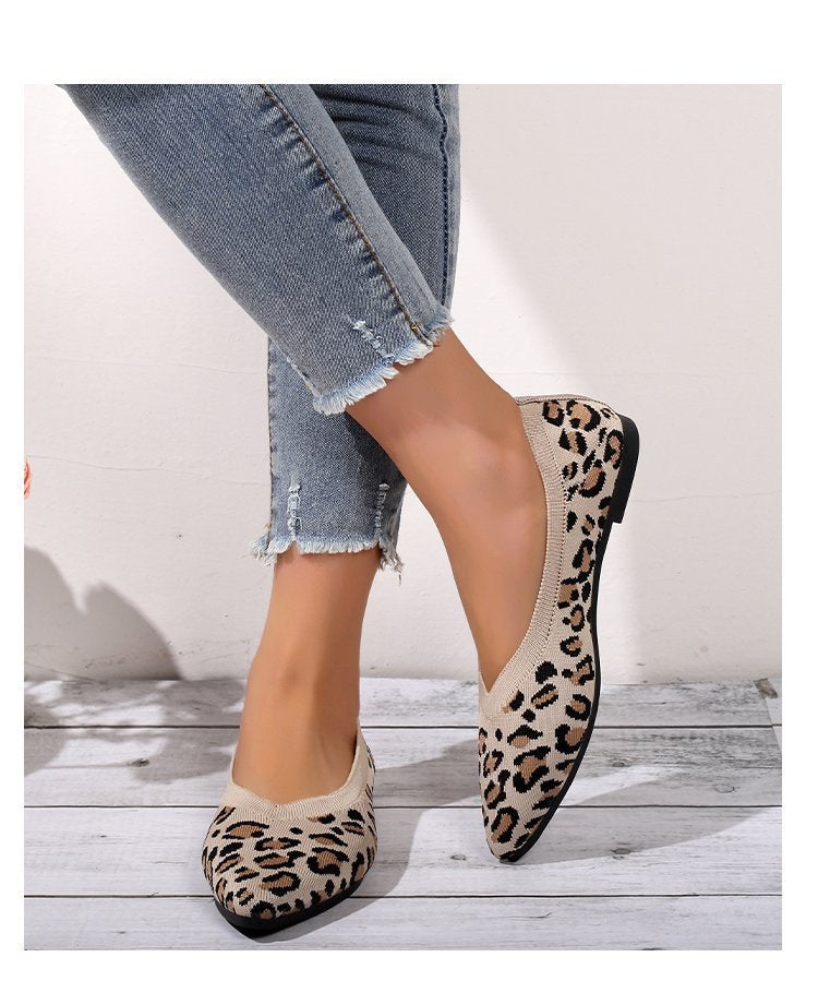 Pointed Toe Shallow Mouth Leopard Print Flat Pumps Fashion Casual Lazy Slip On Pumps d4a223e9 0ace 4c4c 8f69 d899a7ecc44c