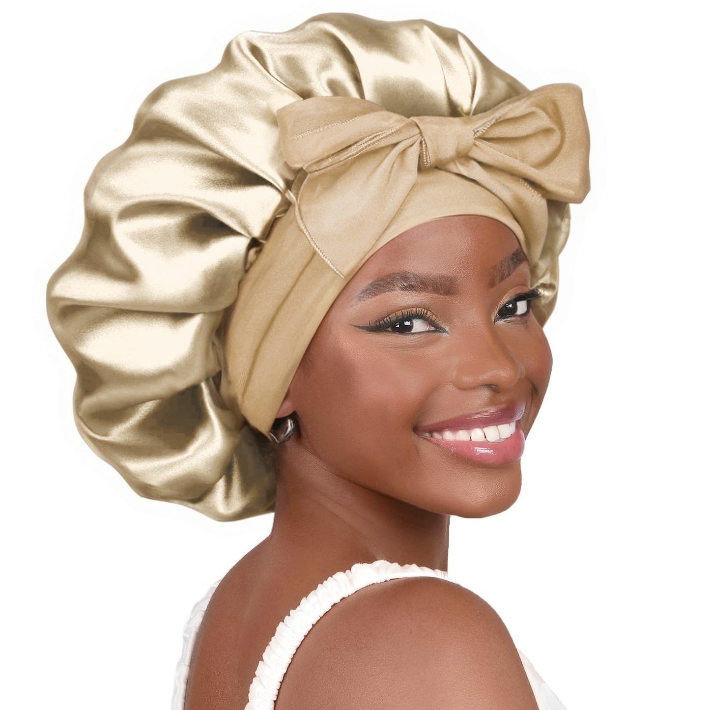 Double-layer Ribbon Round Cap Bow Hair Care Wide-brimmed Hat d5030167 82b6 4521 8ed3 e41963bd8bf0