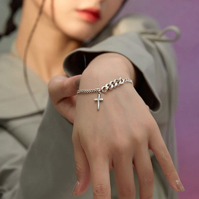 Creative Simple Cross Personalized Hip Hop Ins Bracelet Single Layer Twist Geometric Ornament d53cb680 53be 4e62 a31f 823d290