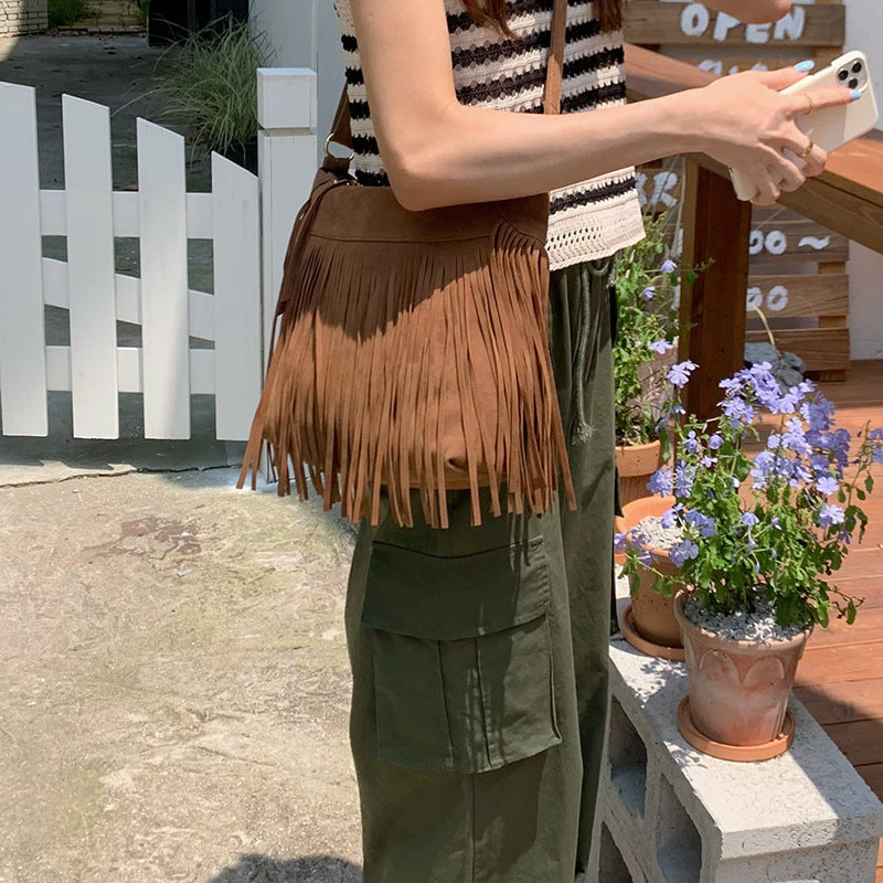 Tassel Retro Crossbody Fashionable All-match Simple Shoulder Bag d553bfd7 3bf3 4039 bb52 3ee401535dda