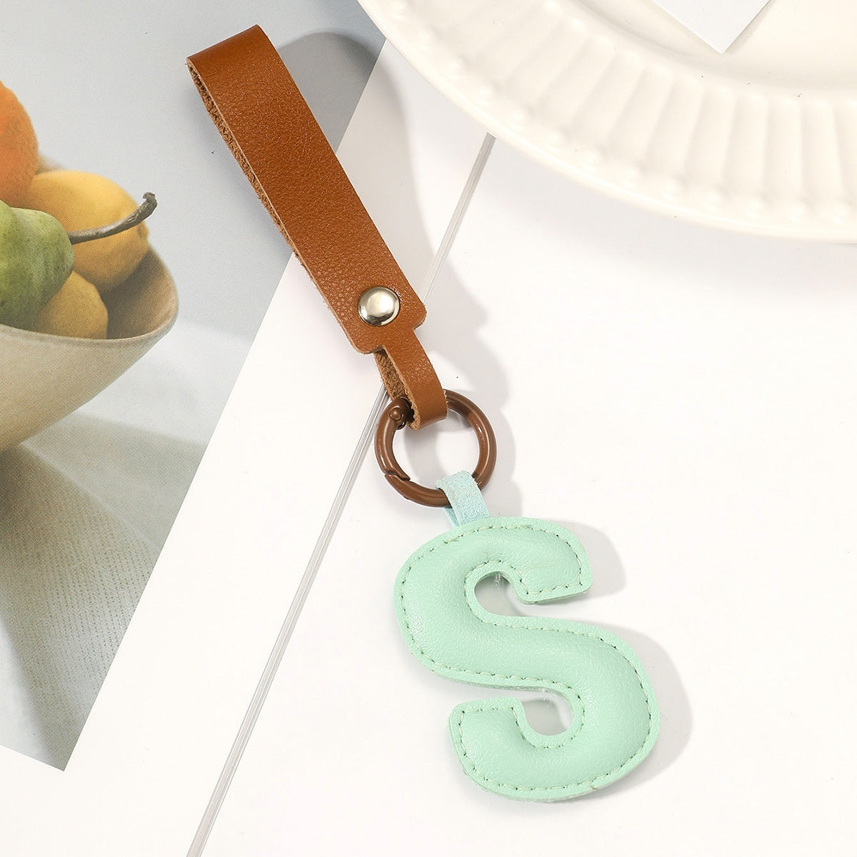 Fashion All-Match 26 Full Letter Leather Key Chain Pendant d564a5b1 da87 4941 aa10 961d7818cb9c