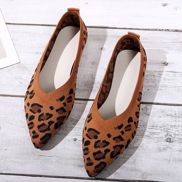 Pointed Toe Shallow Mouth Leopard Print Flat Pumps Fashion Casual Lazy Slip On Pumps d5ca9f99 6ff5 468d a5ff c15c5379eead
