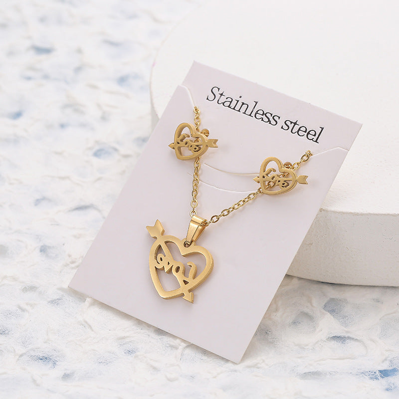 Butterfly Studs Necklace Suit Stainless Steel Geometry d6487aab c58f 40e4 80bc b0a57188c29a