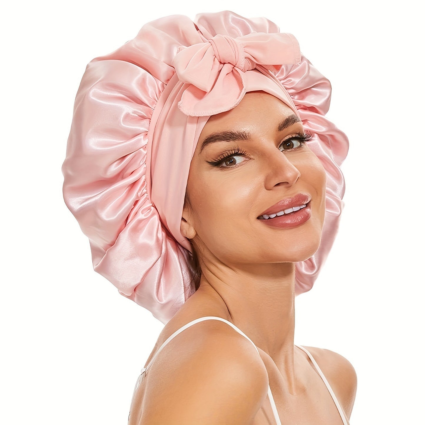 Double-layer Ribbon Round Cap Bow Hair Care Wide-brimmed Hat d706bcdc 0fd9 4925 8455 5679e302b0ca