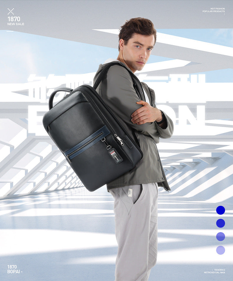 Leather Computer Business Backpack Large Capacity Multifunctional d87387de e0b7 4e3a 8523 237092514f0a