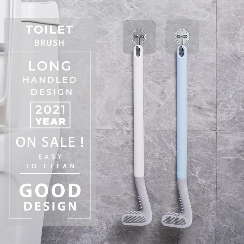 Golf Toilet Brush Wall-Mounted Cleaning Tools Silicone Flexible Bristles Brush Bathroom WC Accessories Cleaning Brush Tools d