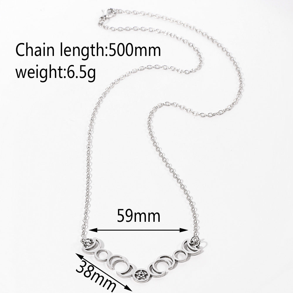 Five Pointed Star Sun Moon Necklace Multi Month Hollow Stainless Steel Pendant d9a623cb aa00 4748 aa13 e761f477d472