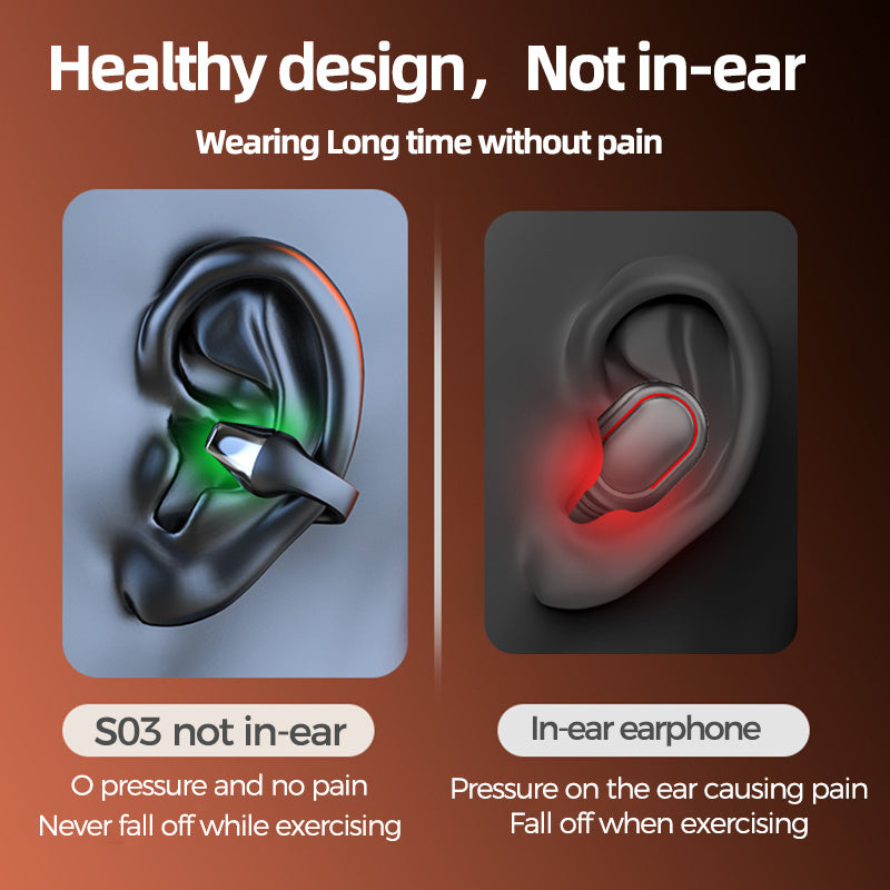 Ear Clip Bone Conduction Headphone Bluetooth-compatible 5.2 HIFI Wireless Earphone Touch Handsfree Sports Noise Cancelling He