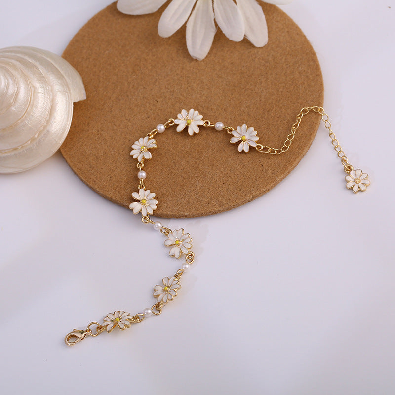 Sweet Personality Artistic Design Simple And Daisy Bracelet Contrast Color Adjustable Bracelet dab0afe2 9c27 40e9 84c3 bec46d