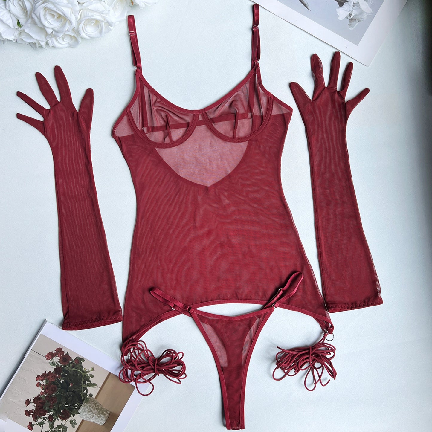 Sexy Seduction Mesh Tied Dress Outer Bra Set db1bca79 ddef 4568 94d2 48d3139fd242
