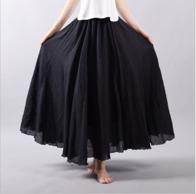 Mori Girl Art Plus Size Cotton And Linen Skirt Elastic Waist Linen A-line Skirt dd8aec4e e04d 4e0f 84b9 154ea42f7abe