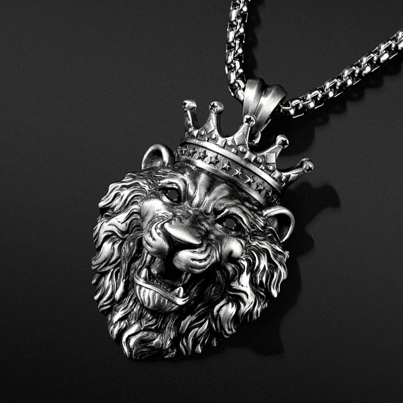 Crown Lion's Head Pendant Necklace ddaf62e8 16c7 47fb 924c 750e5bc710a5