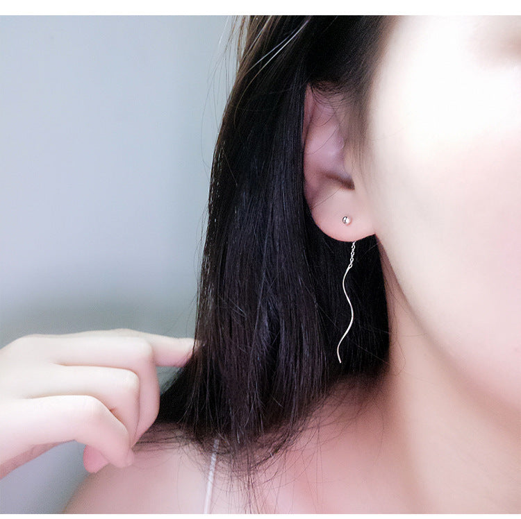 Wave S925 Silver Beans Hanging Earrings e02045a6 0fee 441d a042 d1c750151455