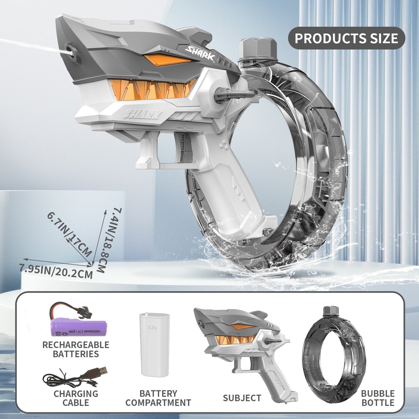 New Shark Electric Water Gun Toys Fully Automatic Continuous Fire Water Gun Large Capacity Beach Summer Children's Water Play
