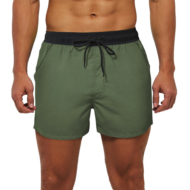 Men's Beach Pants European And American Boardshort Back Pocket Zipper Solid Color 3-point Pants Quick-drying Waterproof Linin