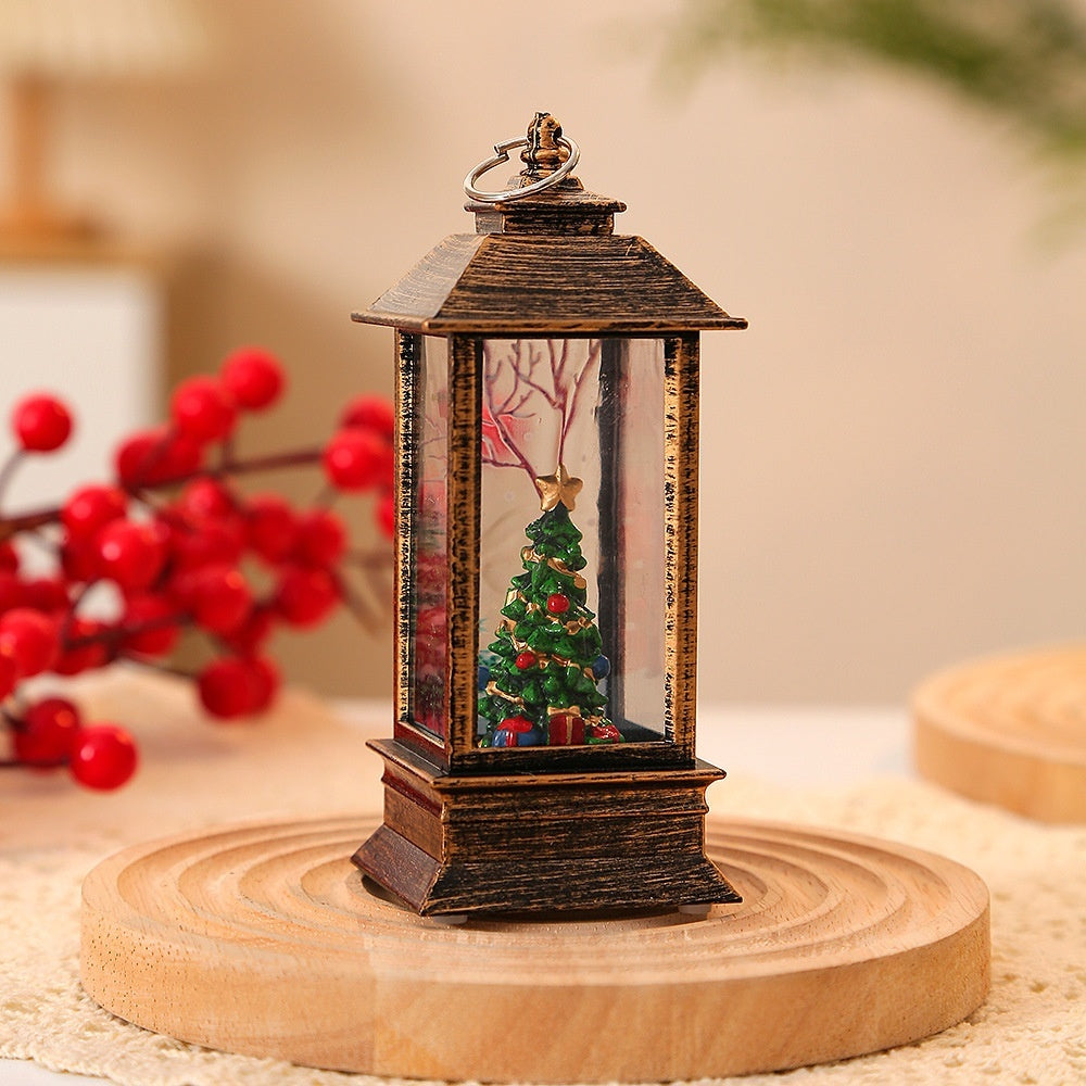 Christmas Portable Oil Lamp Santa Claus LED Night Lights Battery Powered Indoor Outdoor Hanging Lanterns Festive Party Decora
