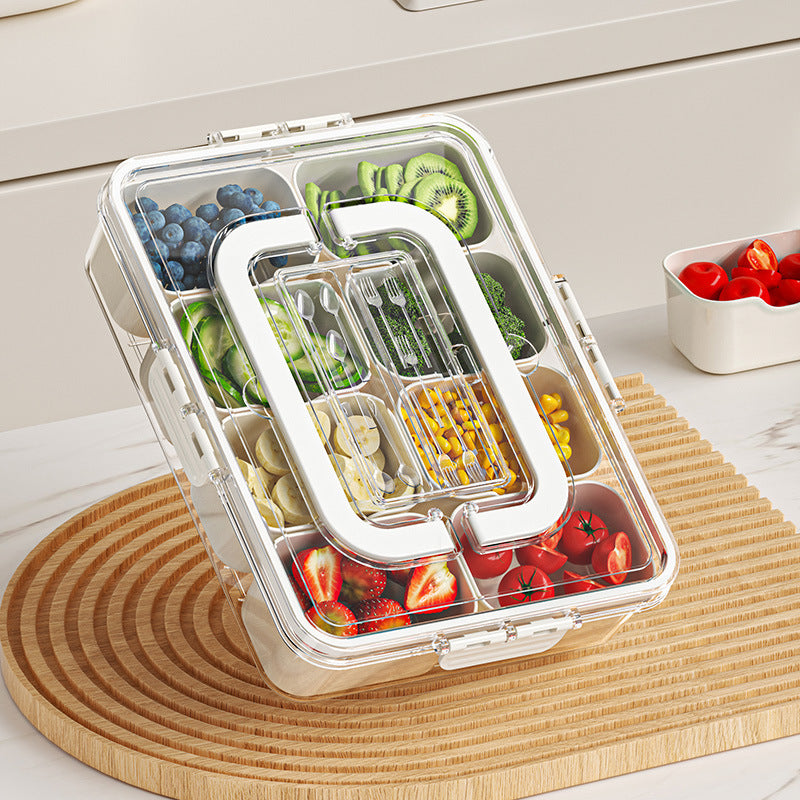 8 Grids Divided Serving Tray Fruits Snack Box Organizer Food Storage Container Seasoning Separator Box Refrigerator Organizer - HD Wireless Product #2