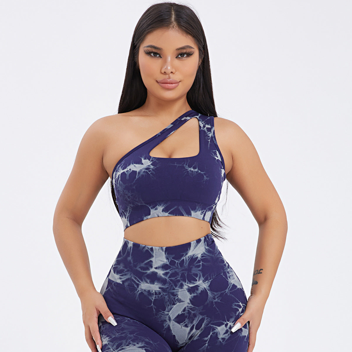 Women's One-shoulder Seamless Tie-dye Yoga Clothes Fitness Suit e38e8010 274e 4c9f a92b 8cb95057c7c2