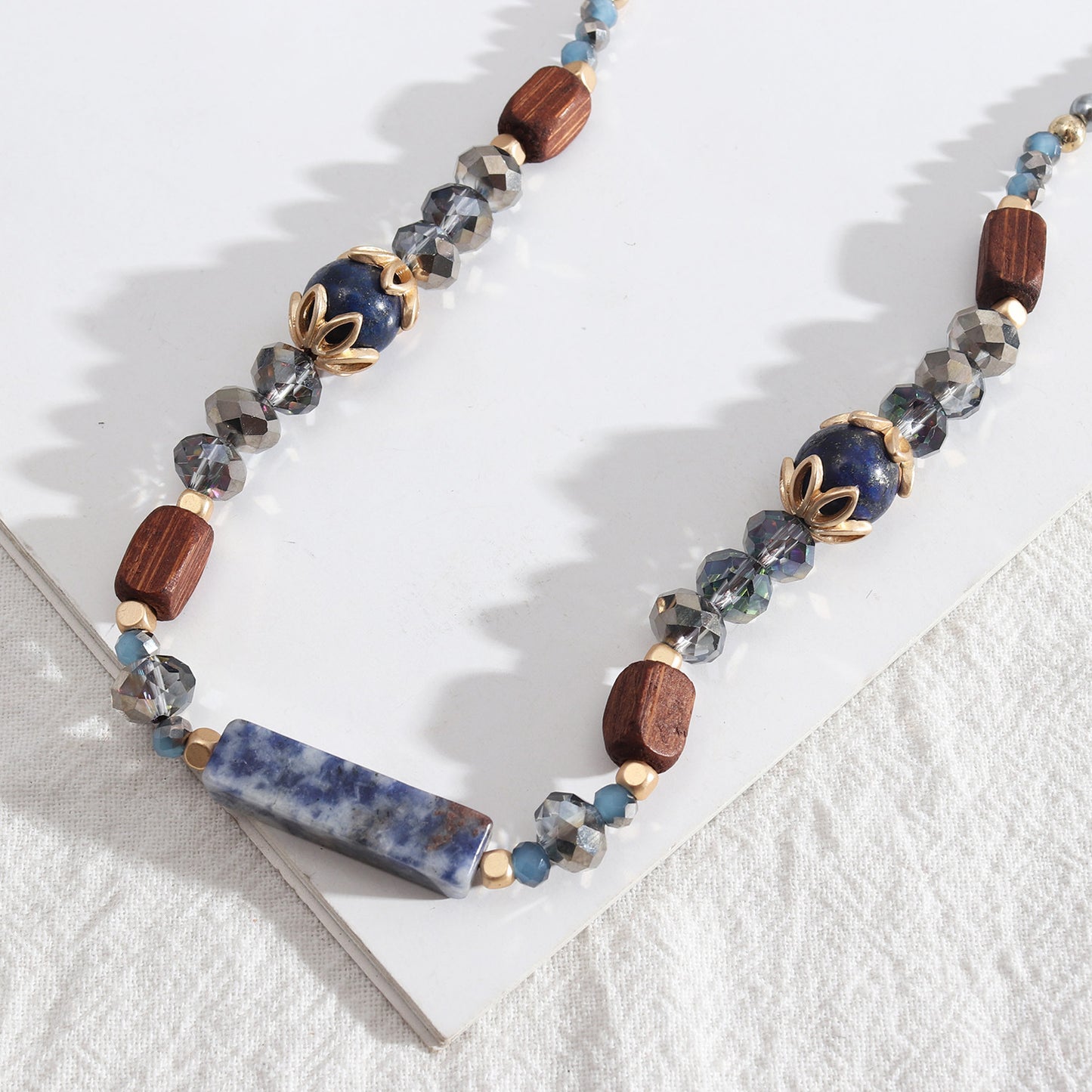 Trendy Design Blue Point Stone Rectangular Beaded Necklace e4226cf8 fb60 4604 b9f8 d3c378ecaf1a