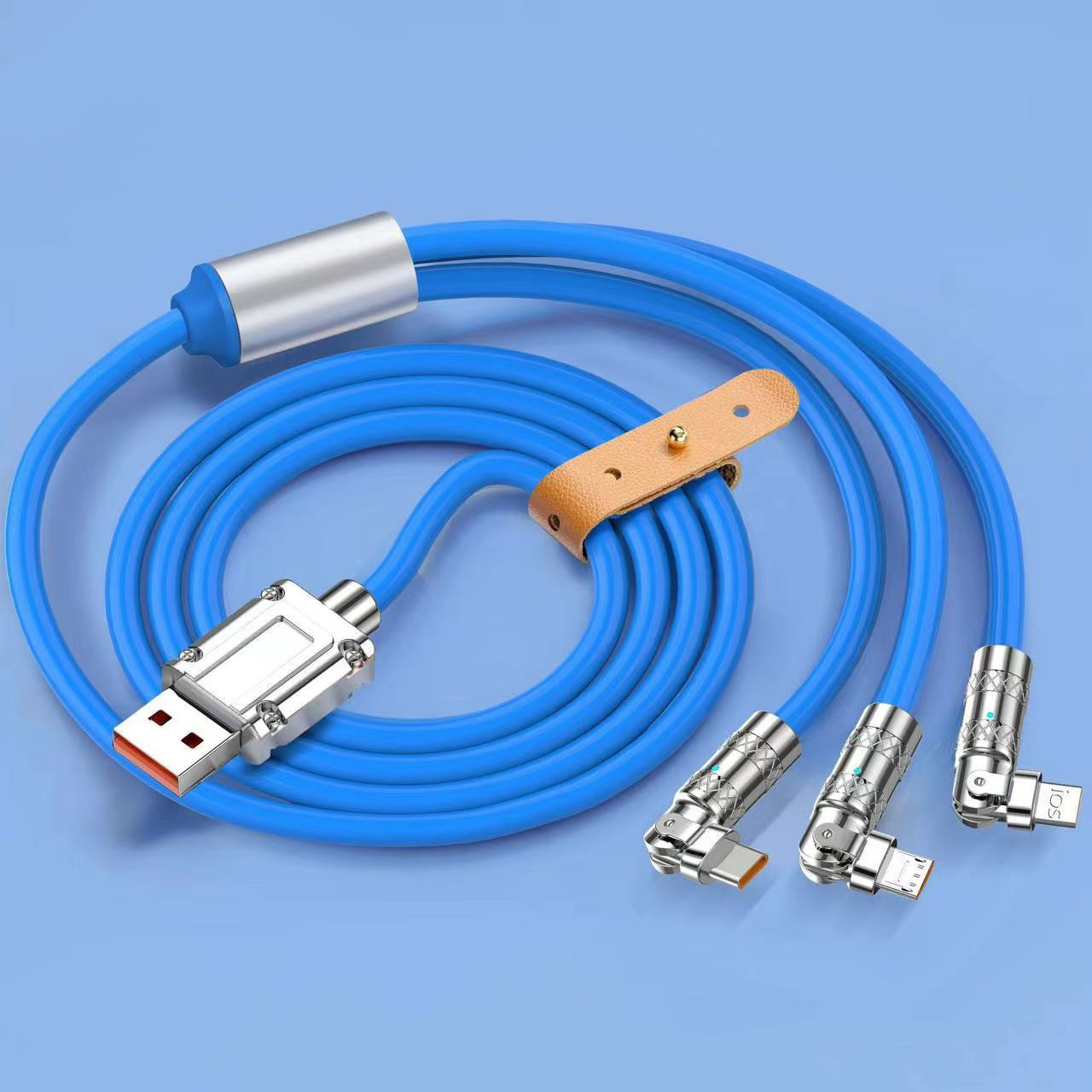 120W One-to-three Elbow Fast Charging Zinc Alloy Charging Cable 180 Degree Rotation - 图片 7