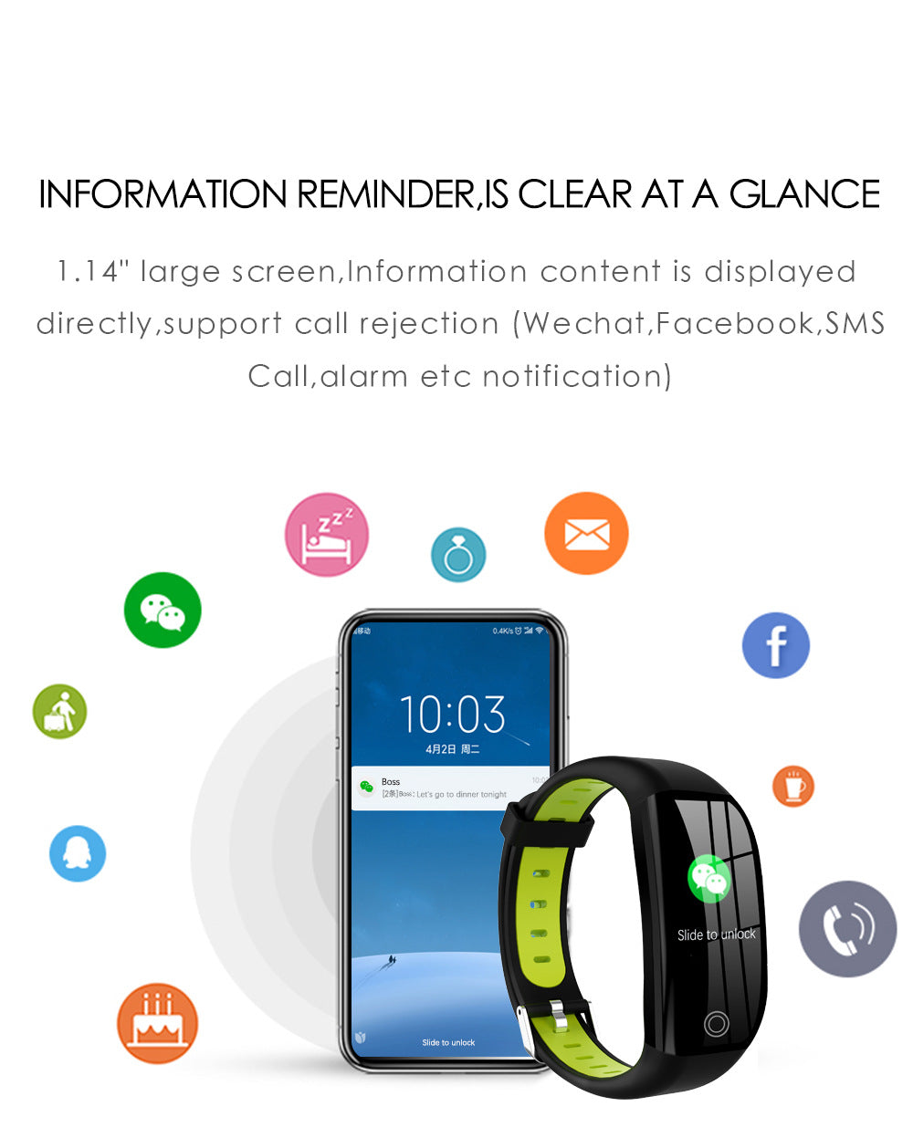 Color Screen F21 Smart Bracelet Monitor Sleep