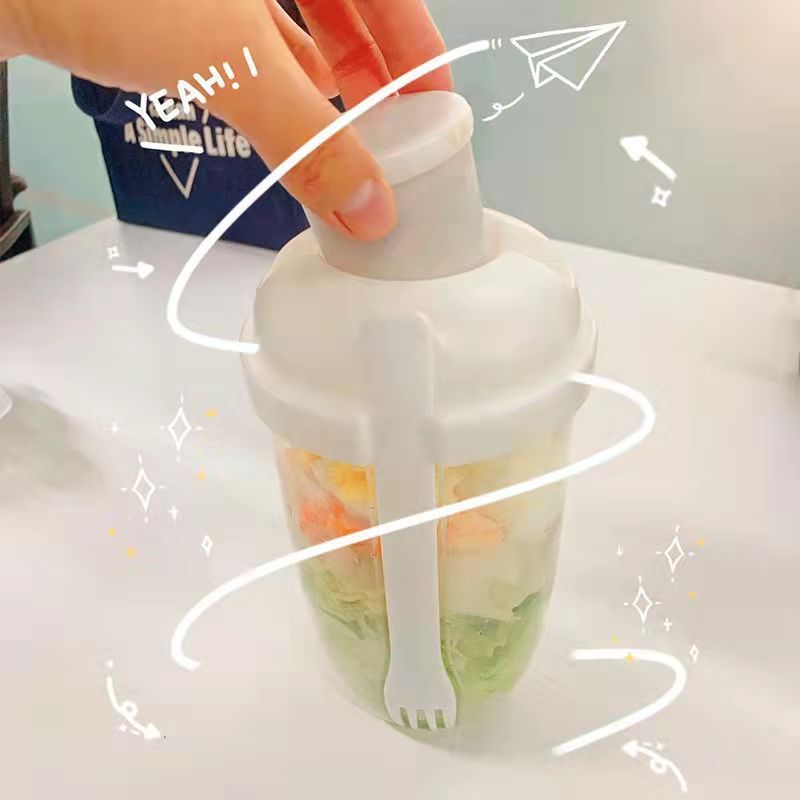 Breakfast Oatmeal Cereal Nut Yogurt Salad Cup Container Set With Fork Sauce Cup Lid Bento Food Taper Bowl Lunch Box e55e328e
