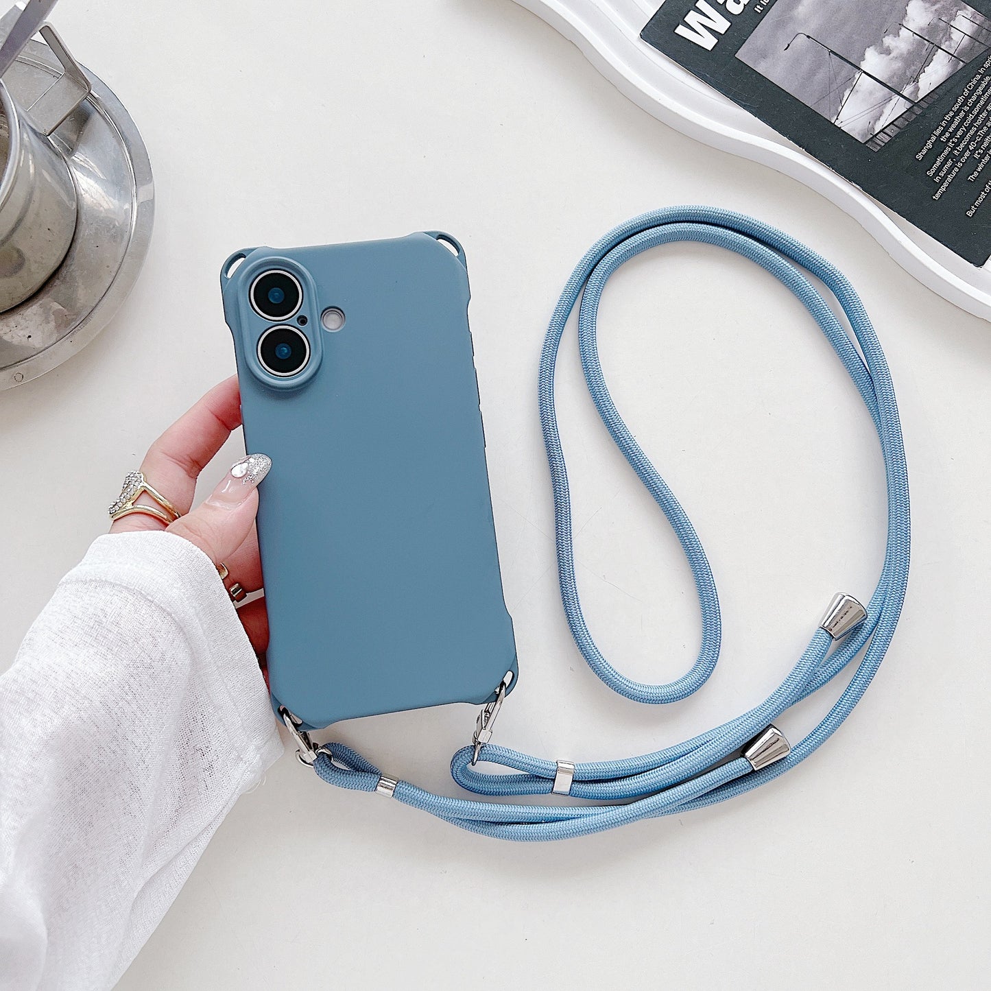 Four-corner Cross Lanyard Liquid Silicone Phone Case Soft Case - 图片 17