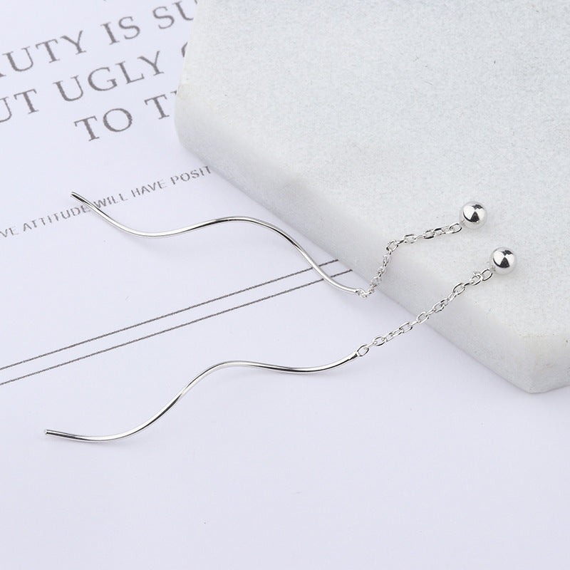 Wave S925 Silver Beans Hanging Earrings e625aedb 1e57 4de3 aa50 e60fe68bf404