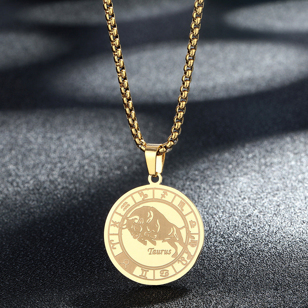 Stainless Steel Constellation Pendant Necklace Gold Medal Necklace e77c0b98 86d2 4468 9a0b 05123762b1ec
