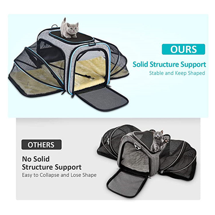 Carrier For Cat Pet Airline Approved Expandable Foldable Soft Dog Carrier Opened Doors Reflective Tapes Cat Travel Bag e7a053