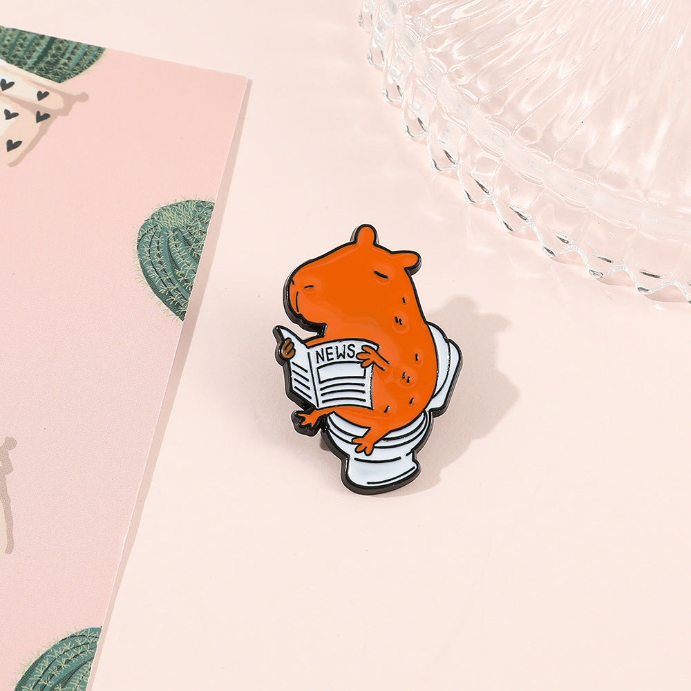 Little Mouse Toilet Reading Newspaper Shape Pin Brooch e7d02128 fe1d 4e64 ad3a 27a982d39301