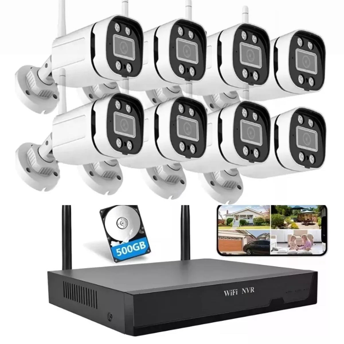 Комплект 4-канальной WiFi NVR-камеры безопасности | Беспроводная наружная система видеонаблюдения для дома и магазина