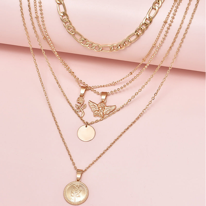 Flower Pendant Multilayer Ladies Necklace Combination Set e8446e9d 48b5 4b99 9c8f 4eac4a7874c8