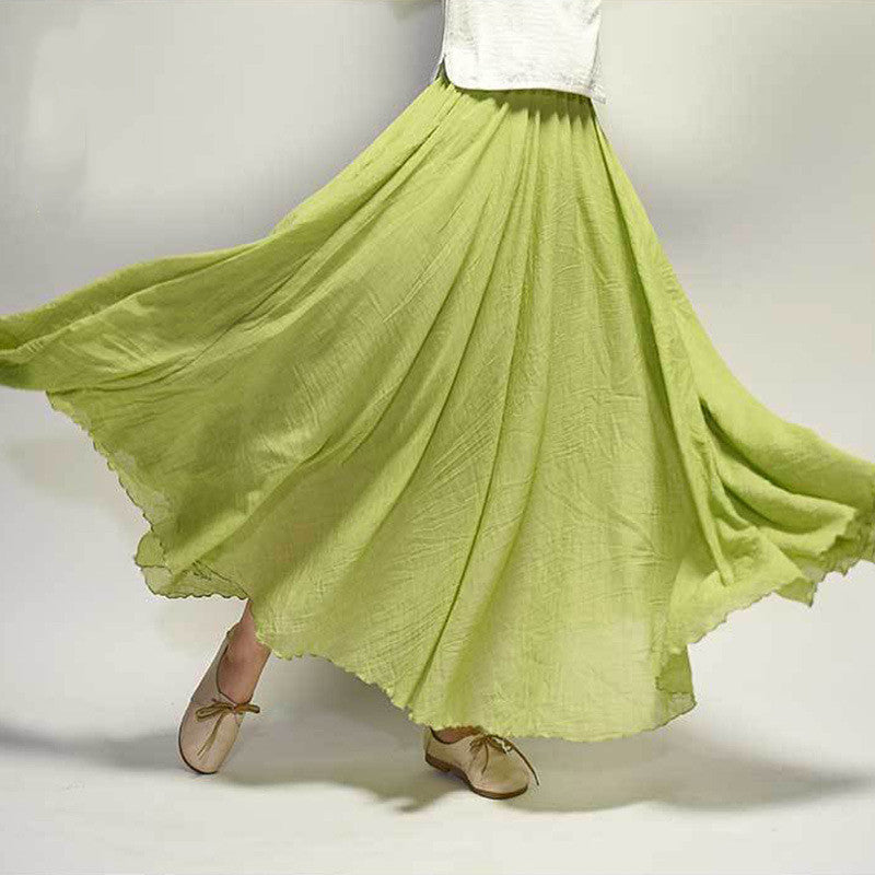 Mori Girl Art Plus Size Cotton And Linen Skirt Elastic Waist Linen A-line Skirt e8fdba8c 02ec 41f1 bfe4 4b748d287208