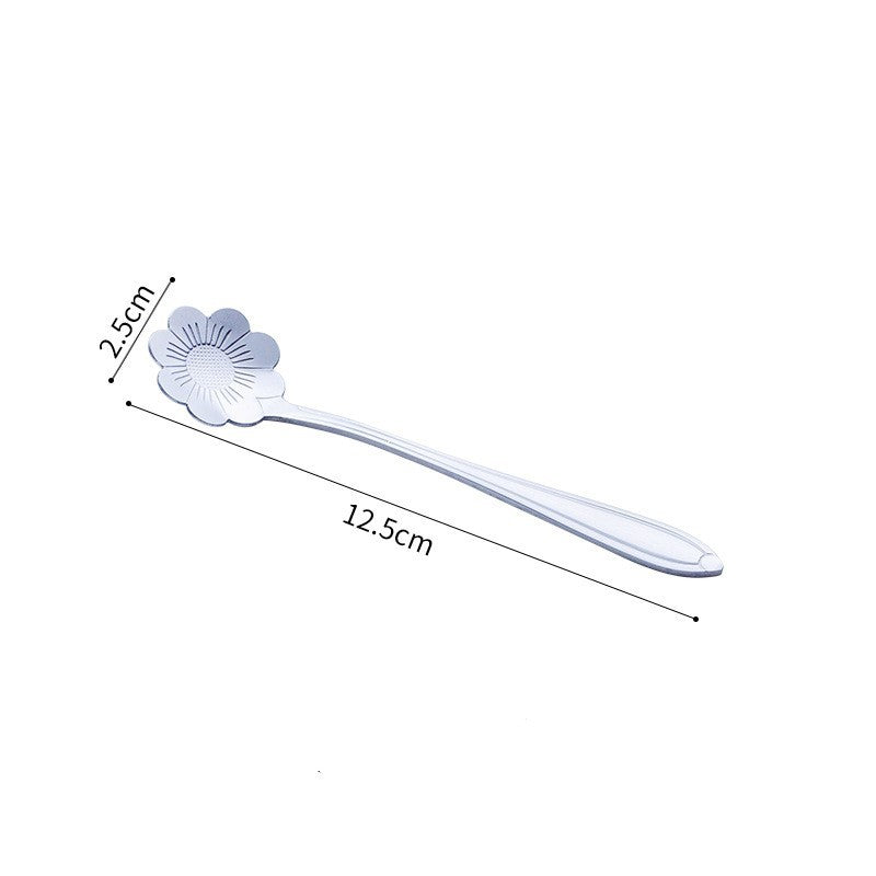 Stainless Steel Korean Spoon Long Handle Cherry Blossom Stirring e943fbd4 91cd 4ca7 9f83 193a583ea09d
