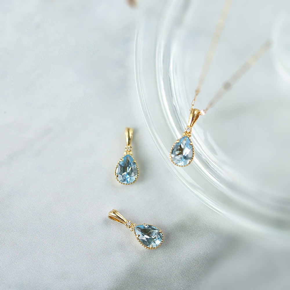 Fashion Women's Natural Aquamarine Pendant Necklace e9657d5b c7bf 405f b741 d8a2fd59781d