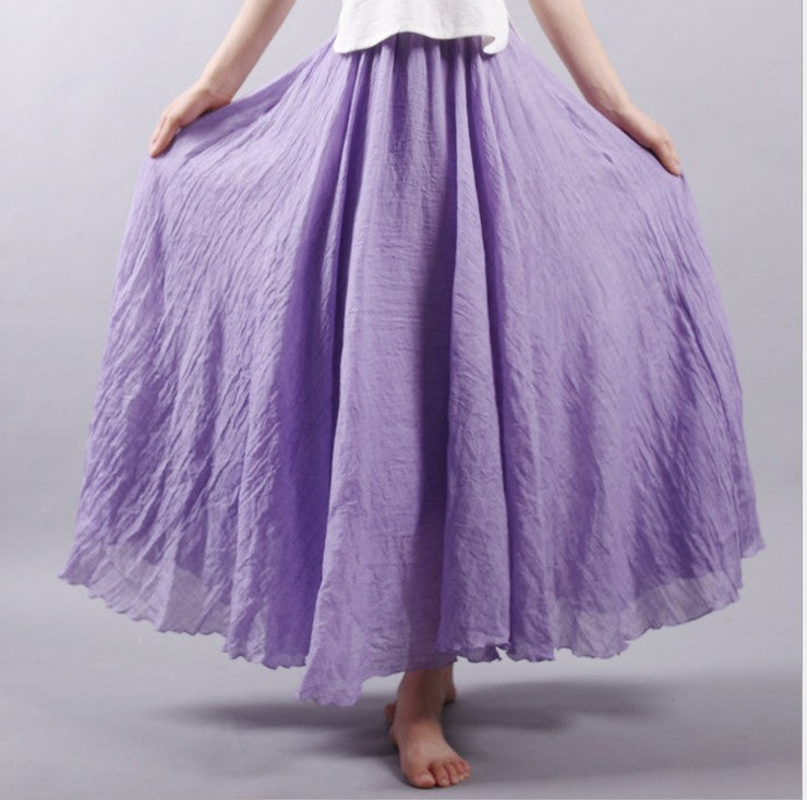 Mori Girl Art Plus Size Cotton And Linen Skirt Elastic Waist Linen A-line Skirt ea5b0620 70fd 468e bf66 6d36dbc3937e