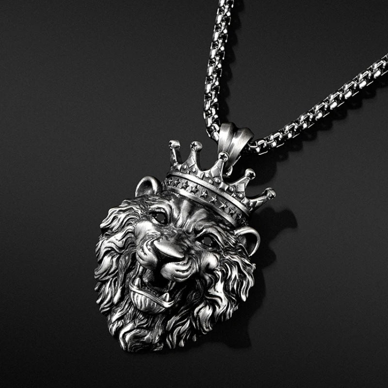 Crown Lion's Head Pendant Necklace ea704e36 fb18 4638 a982 37abd2c09183